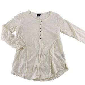 Mona B Ivory Long‎ Sleeve Button-Up Womens Top